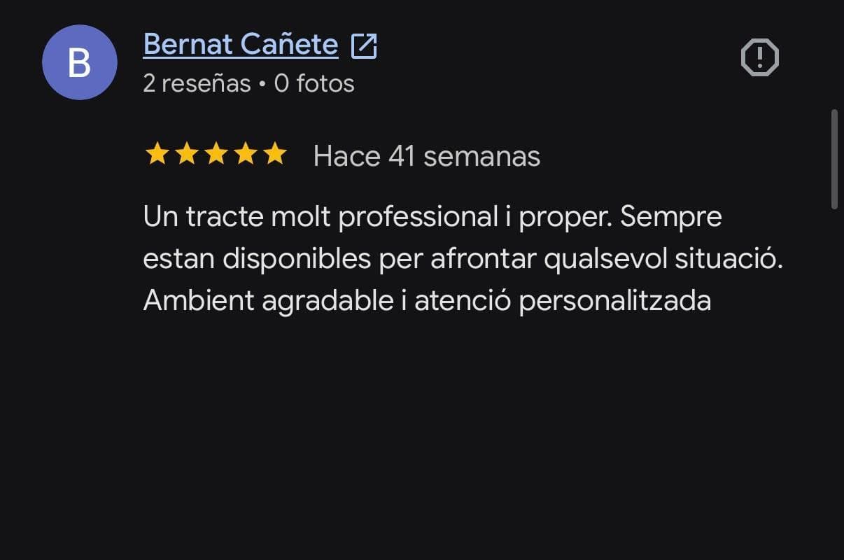 Ressenya de Google d'un client Reactive