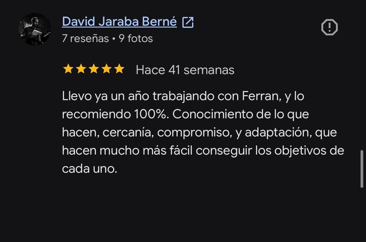 Ressenya de Google d'un client Reactive